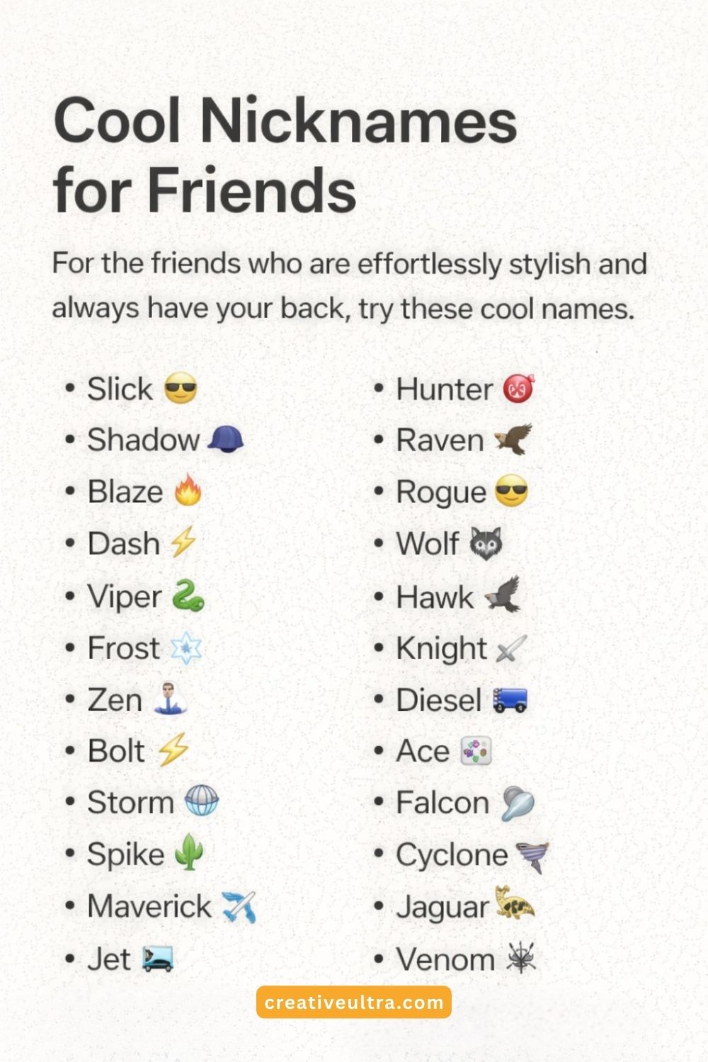 Cool Nicknames for Friends