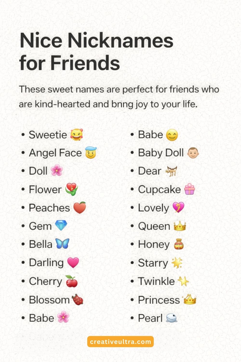 Nice Nicknames for Friends