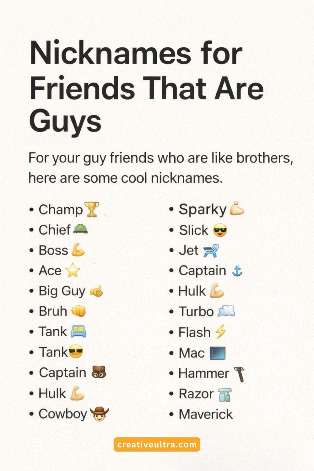 Nicknames for Friends That Are Guys