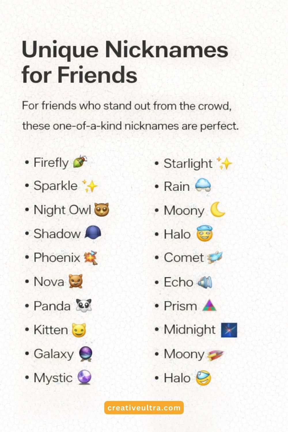 Unique Nicknames for Friends