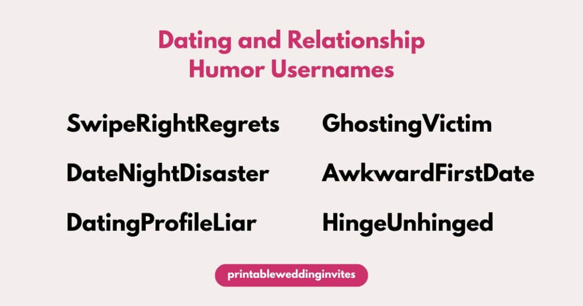Dating and Relationship Humor Usernames