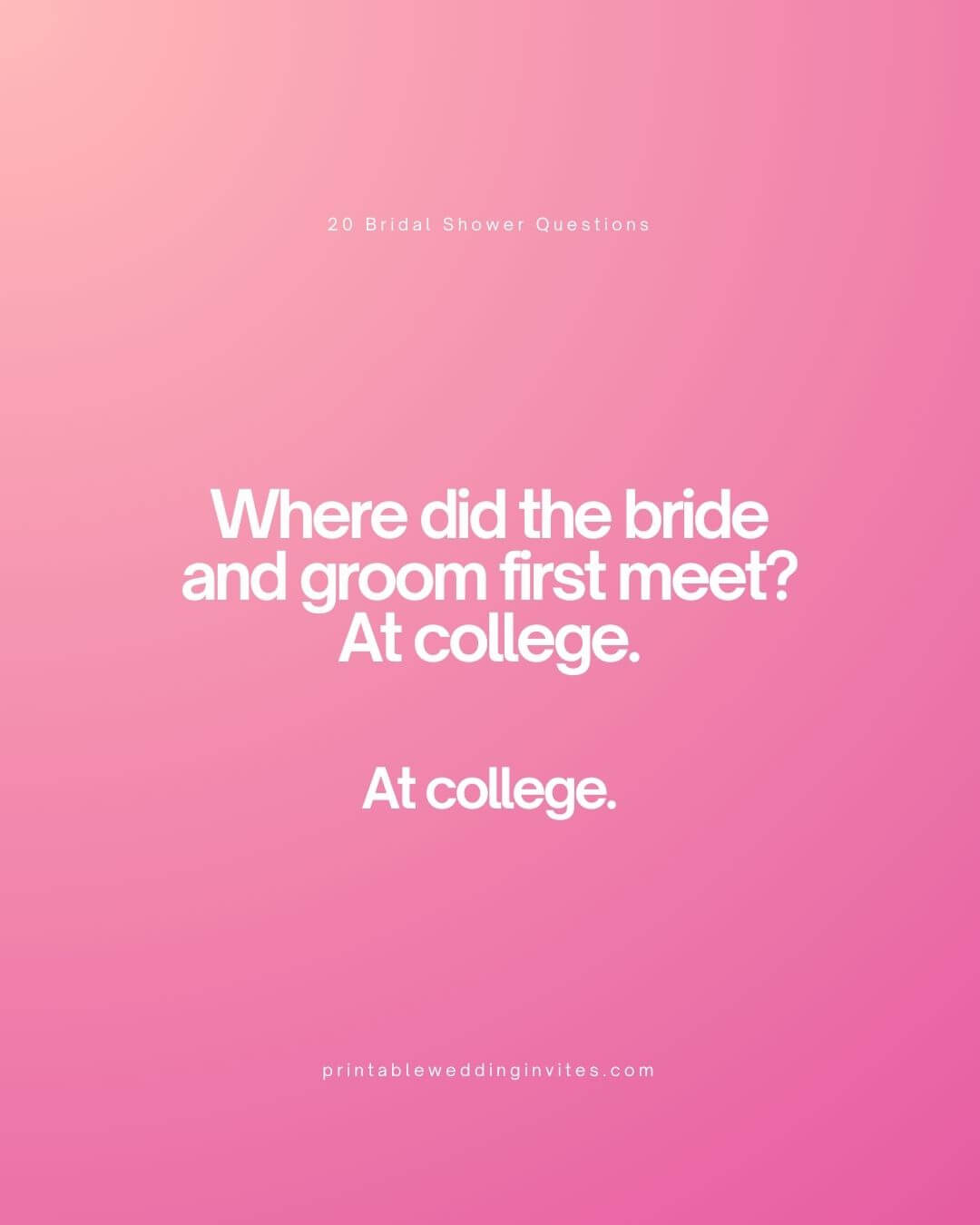 Where did the bride and groom first meet_ At college